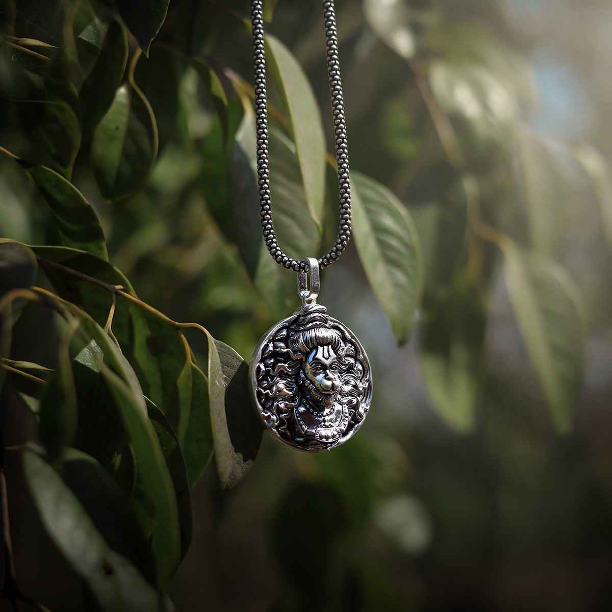 Men's Silver Chain with Hanuman Pendant
