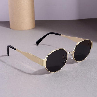 retro sunglasses, vintage oval glasses, women’s metal frame shades, UV protection eyewear, stylish sunglasses, trendy sun glasses, fashion eyewear