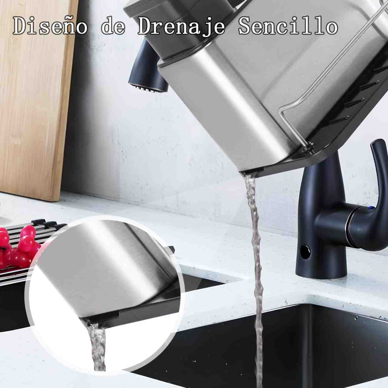 Stainless Steel Kitchen Sink Organizer with Soap Dispenser and Sponge Holder