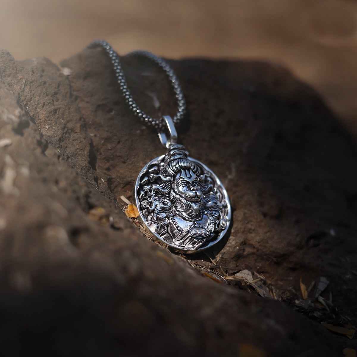 Men's Silver Chain with Hanuman Pendant