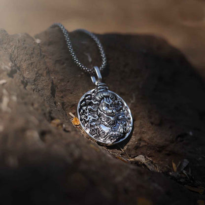 Men's Silver Chain with Hanuman Pendant