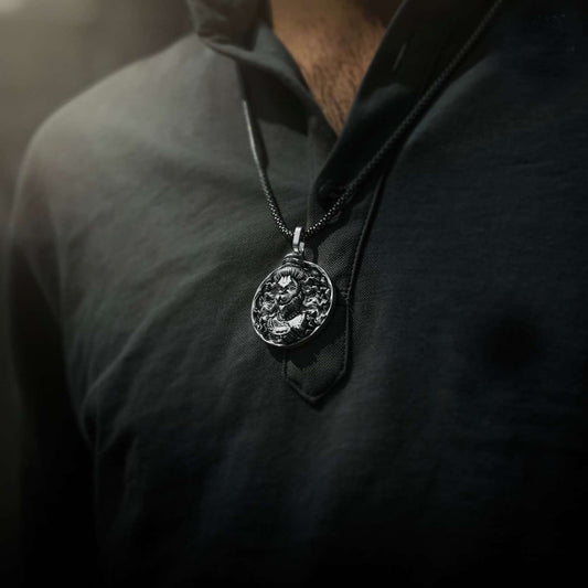 Men's Silver Chain with Hanuman Pendant